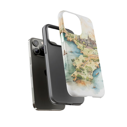 Hard Phone Case — Watercolor Fantasy Map Castle Design