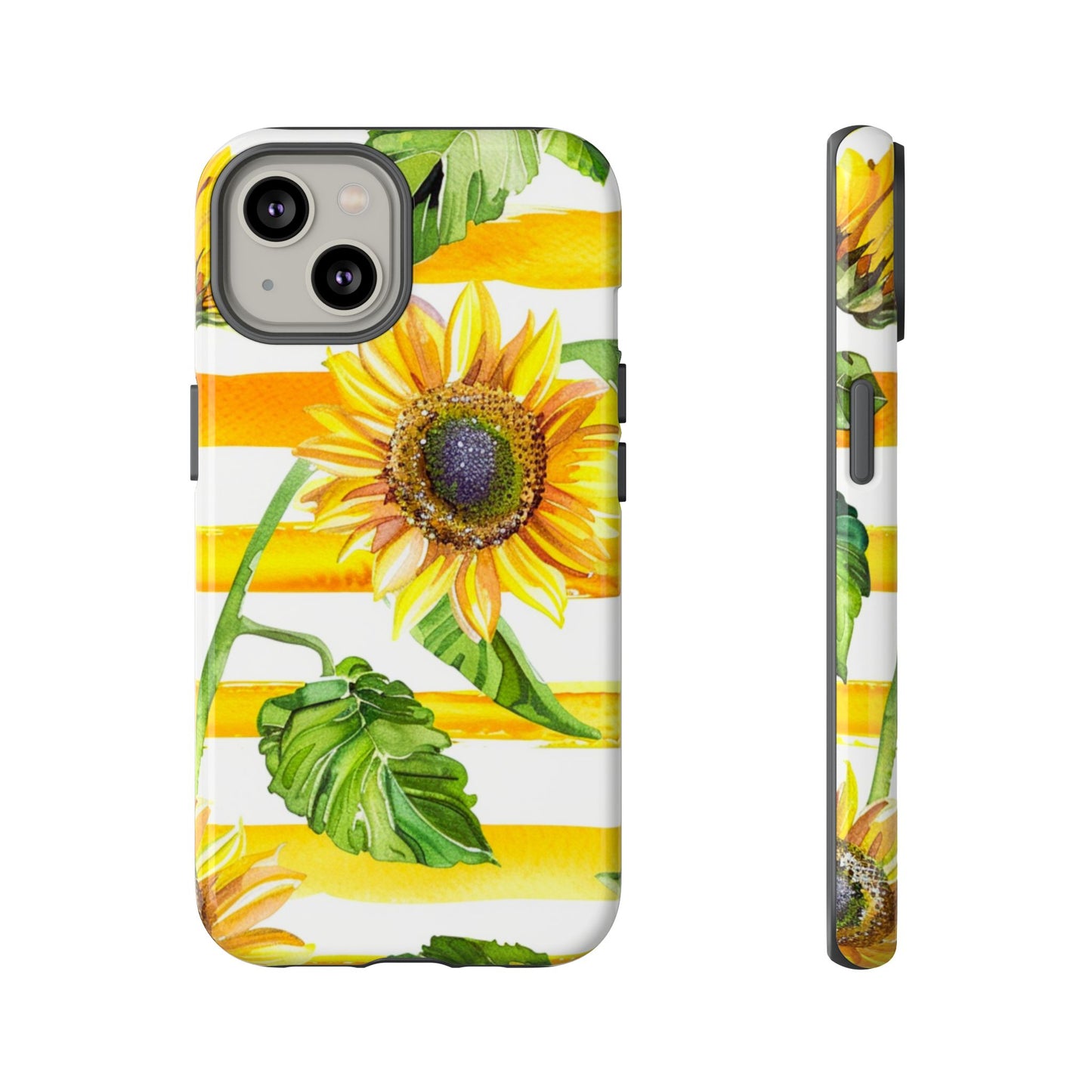 Sunflower Stripes Phone Case - Bright Floral Tough Case