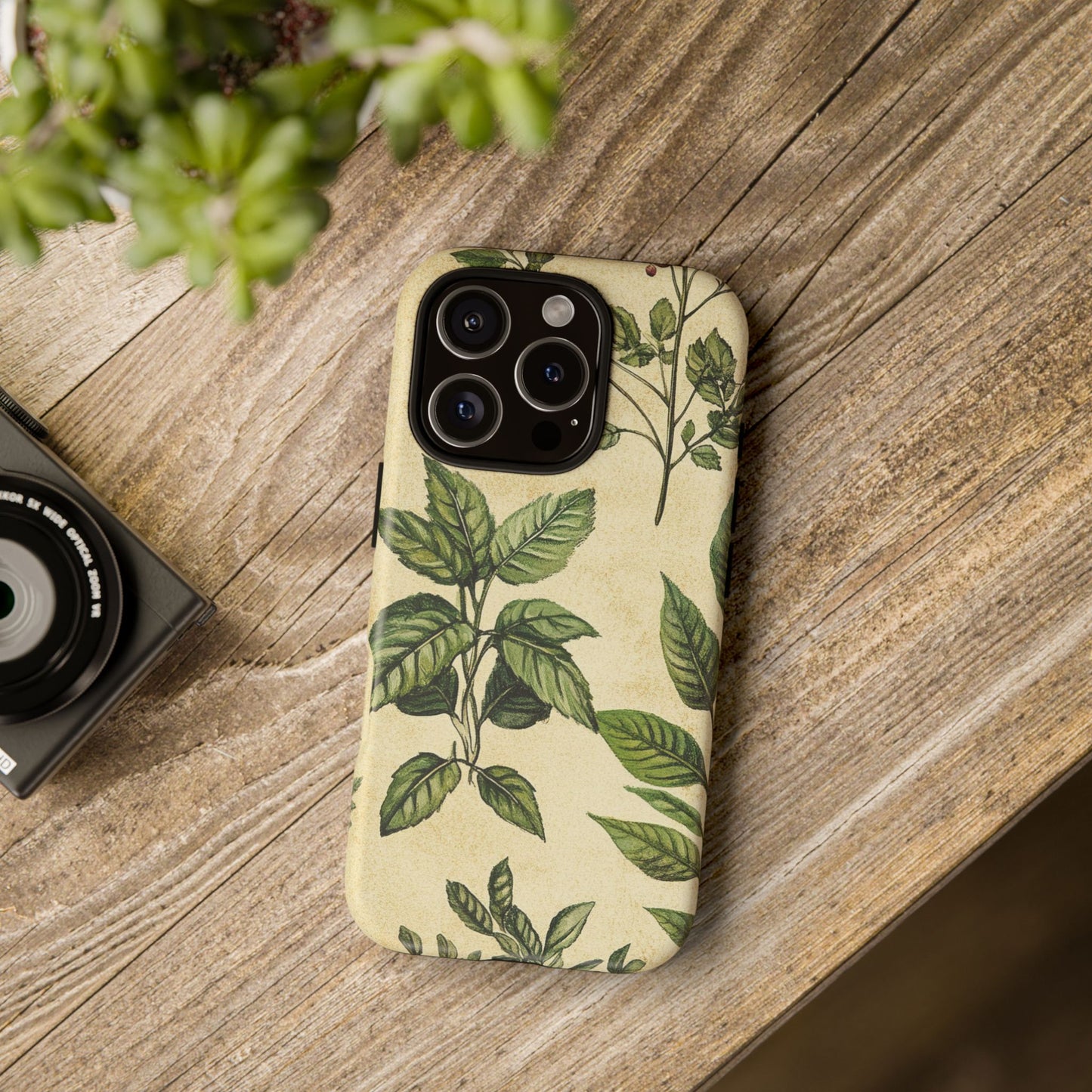 Botanical Leaves Tough Phone Case — Vintage Green Plant Print