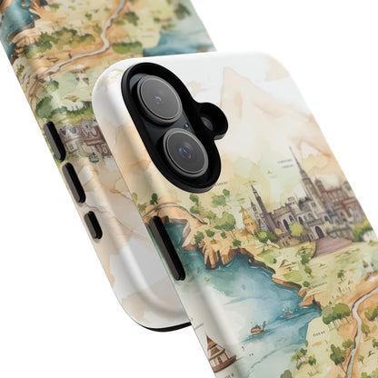 Hard Phone Case — Watercolor Fantasy Map Castle Design