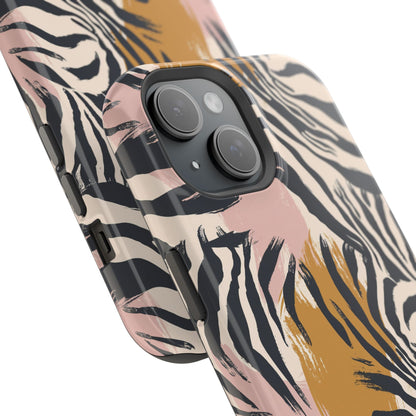 Zebra Brushstroke Magnetic Impact Phone Case,Africa Pattern