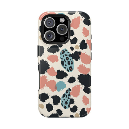 Leopard Splash Magnetic Impact Phone Case — Teal & Coral Animal Print