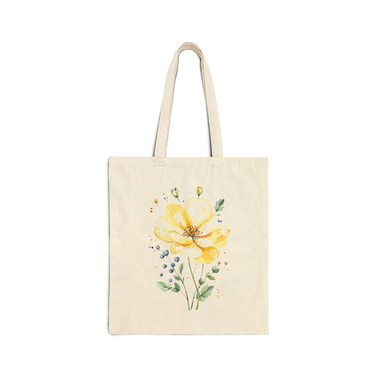 Canvas Tote Bag — Watercolor Wildflower Bouquet Print