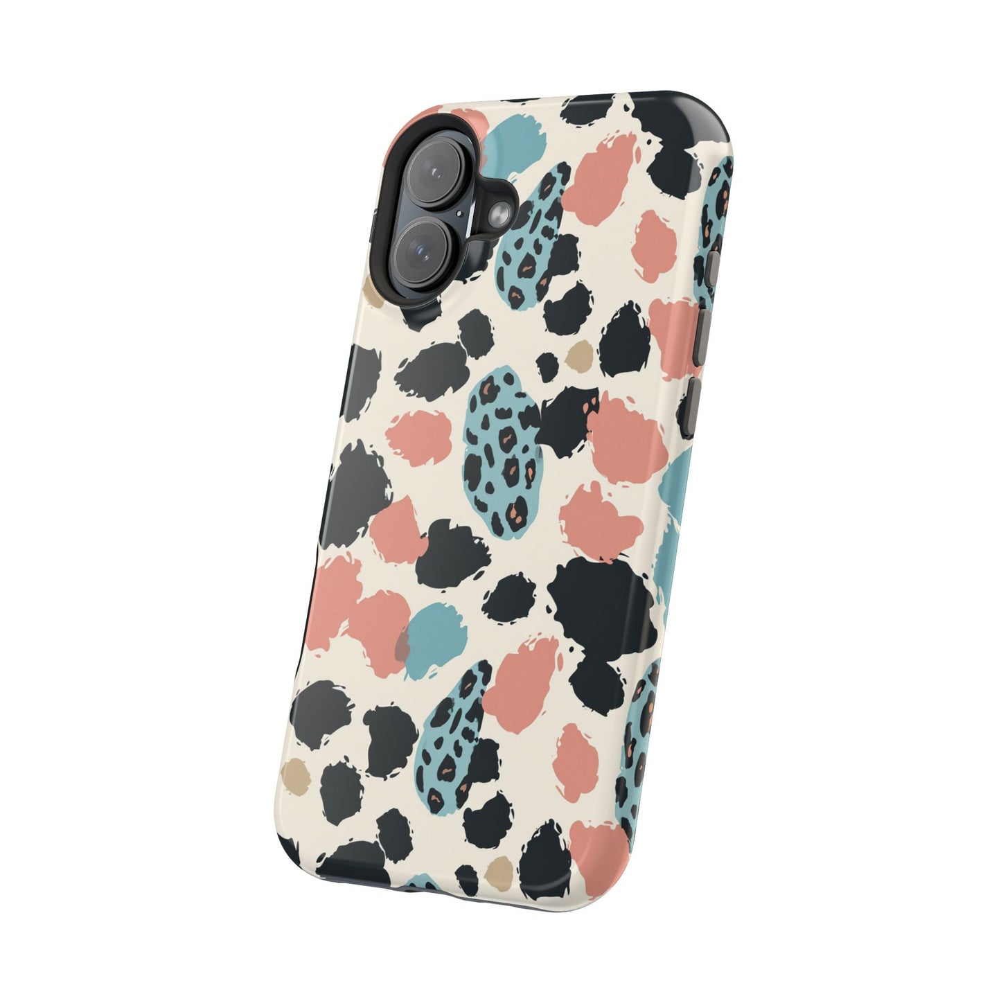 Leopard Splash Magnetic Impact Phone Case — Teal & Coral Animal Print