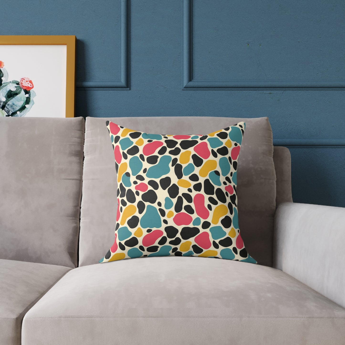 Square Poly Canvas Pillow,Color Pattern