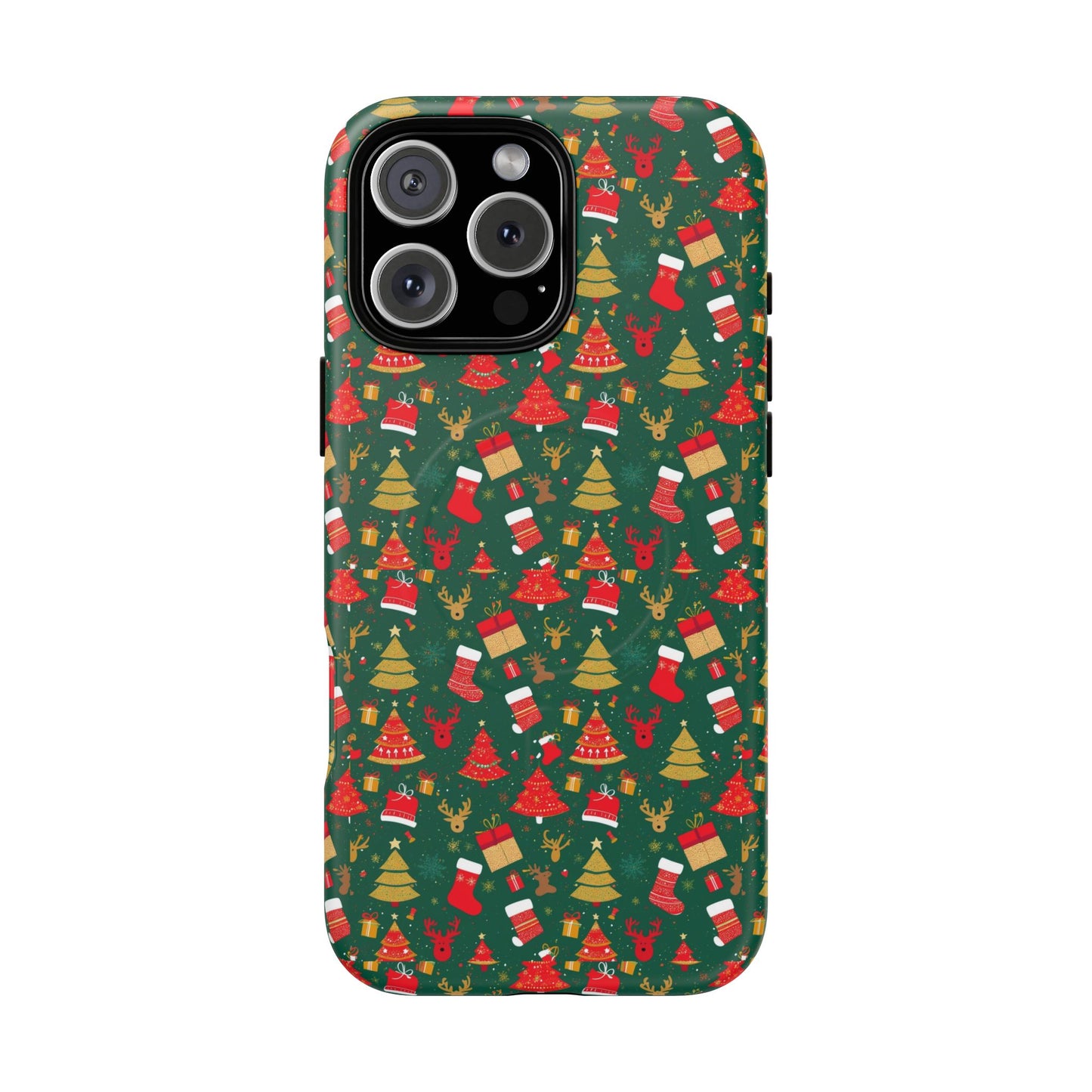 Christmas Tough Magnetic Phone Case | Festive Holiday Accessory | Cute Santa & Tree Design, Gift for Him/Her, Seasonal Tech