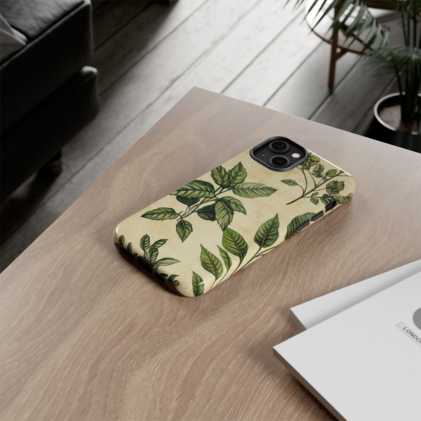 Botanical Leaves Tough Phone Case — Vintage Green Plant Print