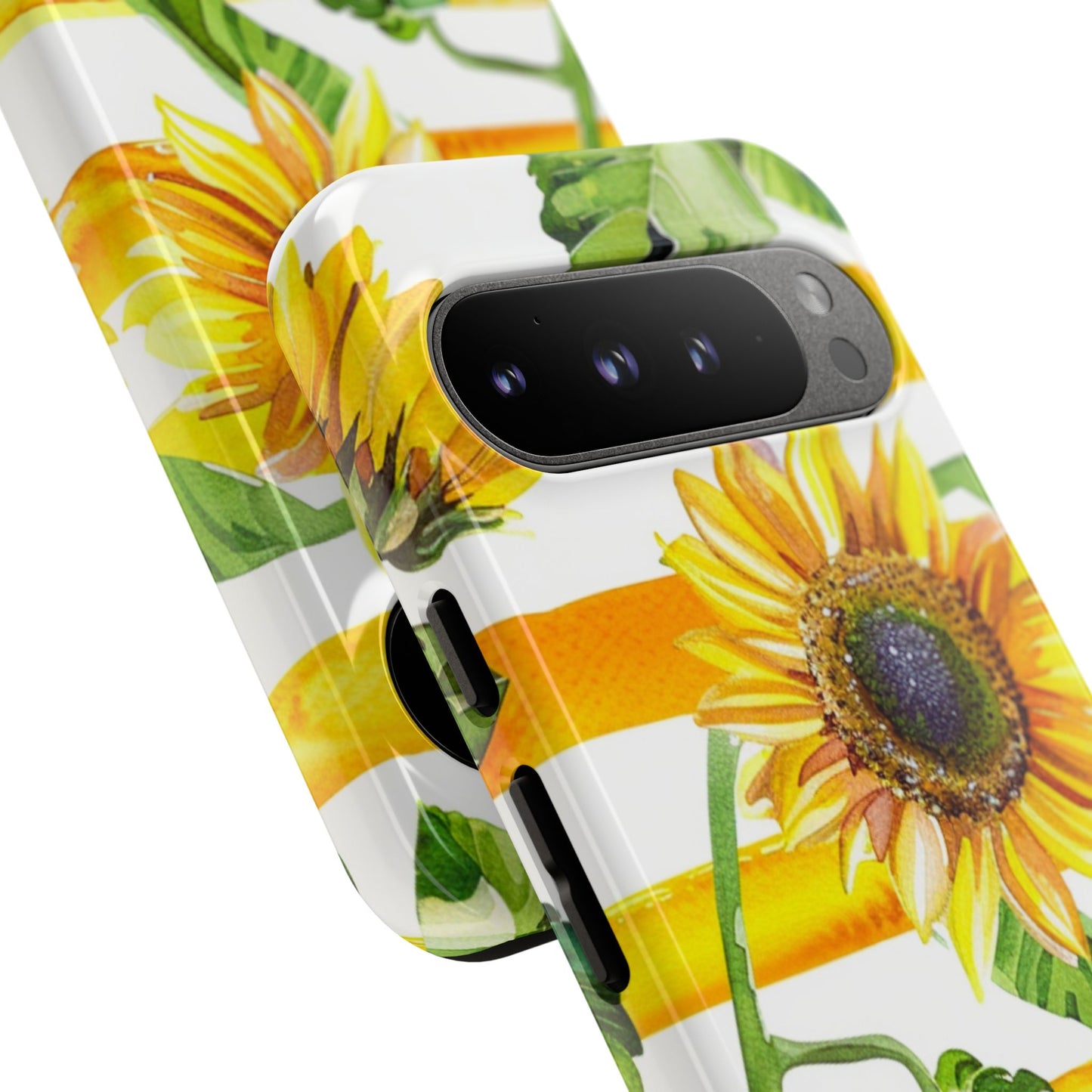 Sunflower Stripes Phone Case - Bright Floral Tough Case
