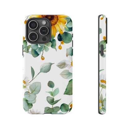 Sunflower & Eucalyptus Tough Phone Case — Protective Floral iPhone Case