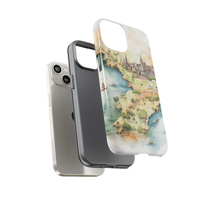 Hard Phone Case — Watercolor Fantasy Map Castle Design