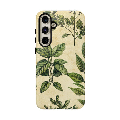 Botanical Leaves Tough Phone Case — Vintage Green Plant Print