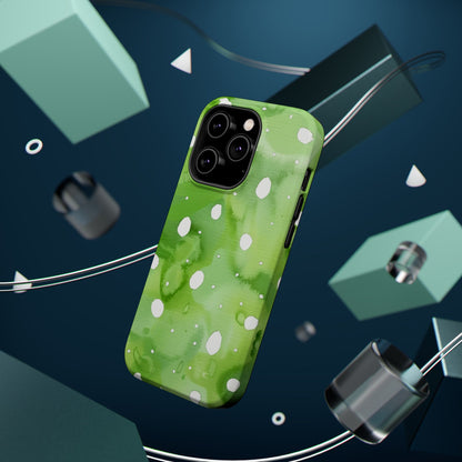 Green Watercolor Polka Dot Magnetic Impact Phone Case