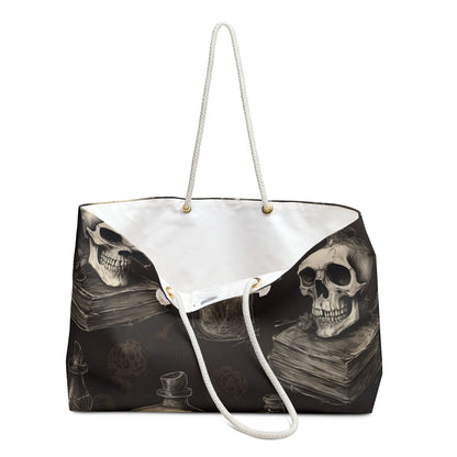 Gothic Weekender Bag with Skull Design, Tote for Travel, Gym, Beach, Gift for Halloween, Unique Boho Chic Style, Vintage Aesthetic