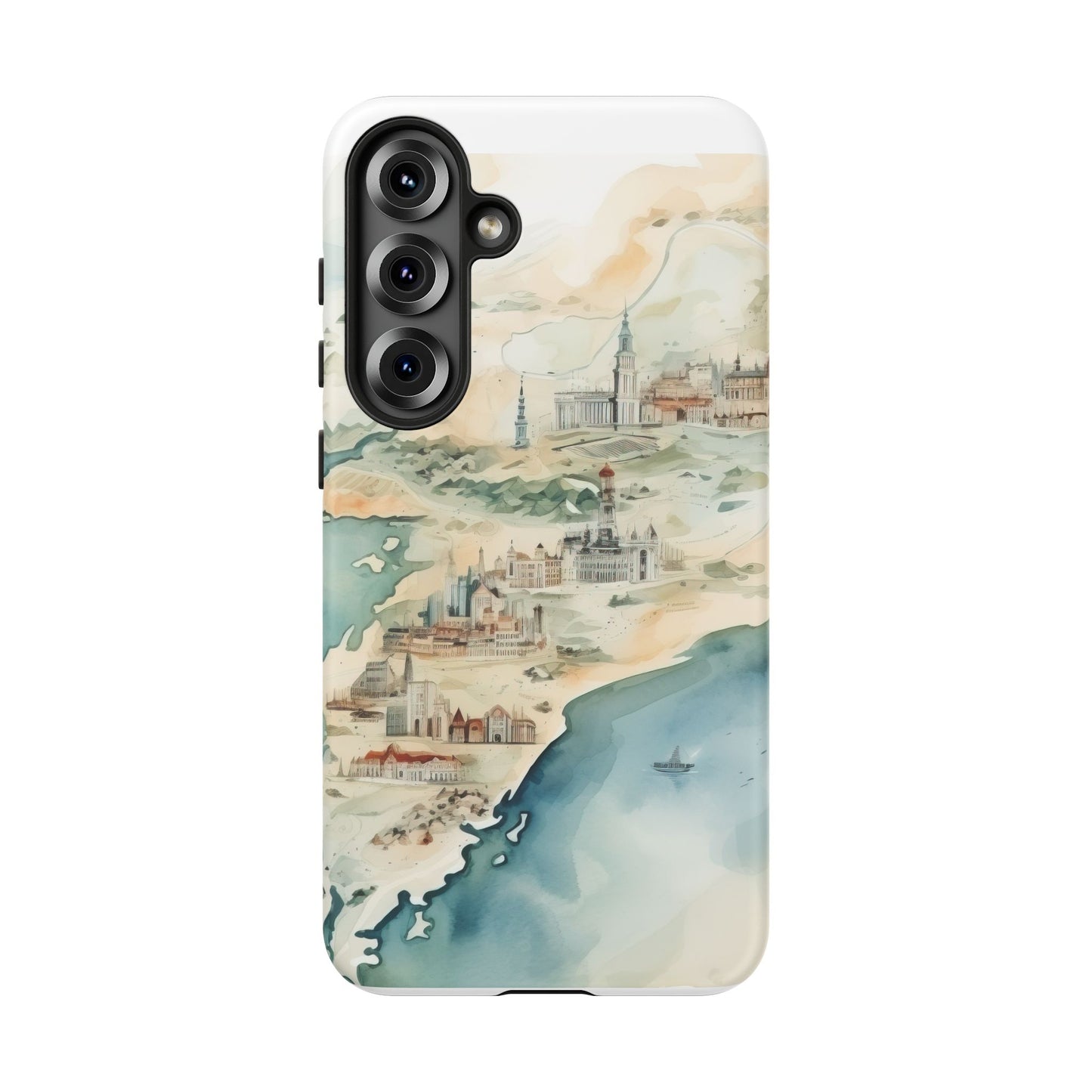 Hard Phone Case — Watercolor Fantasy Map Castle Design