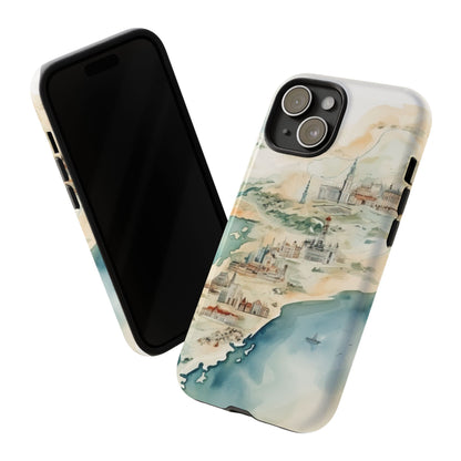 Hard Phone Case — Watercolor Fantasy Map Castle Design