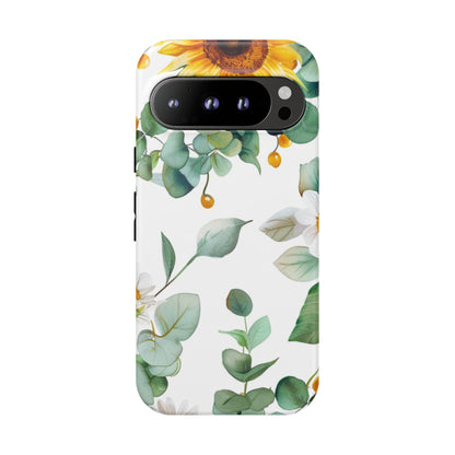 Sunflower & Eucalyptus Tough Phone Case — Protective Floral iPhone Case