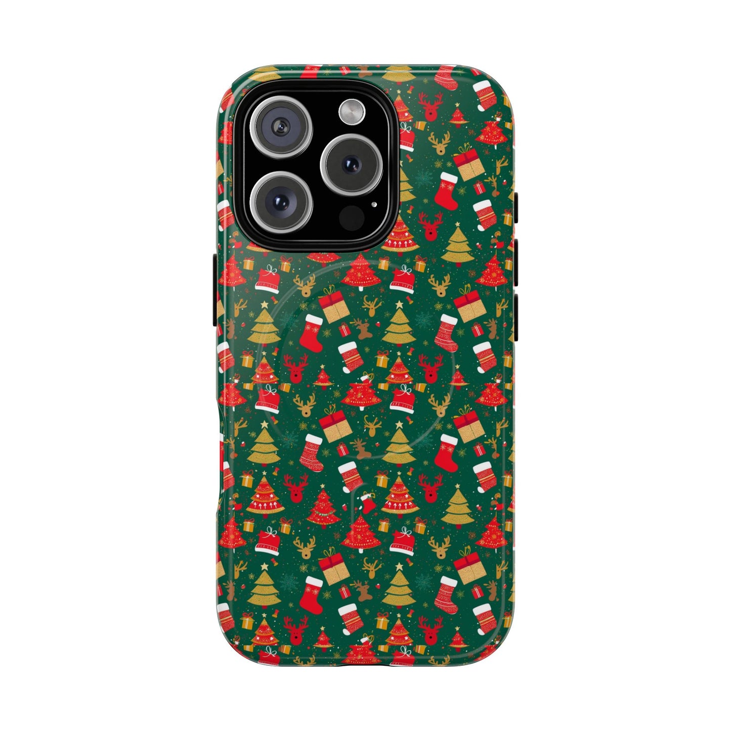Christmas Tough Magnetic Phone Case | Festive Holiday Accessory | Cute Santa & Tree Design, Gift for Him/Her, Seasonal Tech