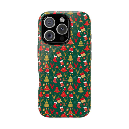 Christmas Tough Magnetic Phone Case | Festive Holiday Accessory | Cute Santa & Tree Design, Gift for Him/Her, Seasonal Tech