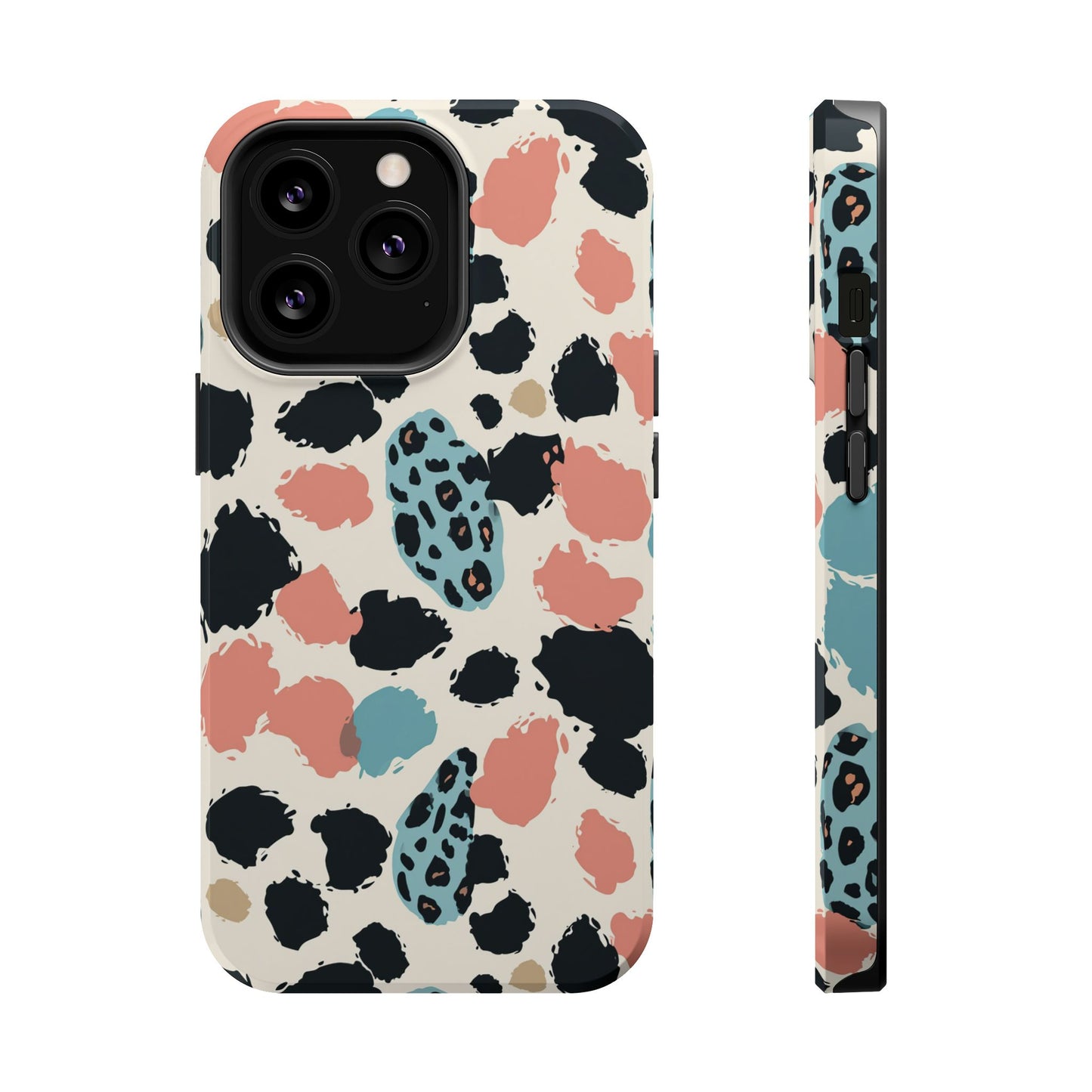 Leopard Splash Magnetic Impact Phone Case — Teal & Coral Animal Print