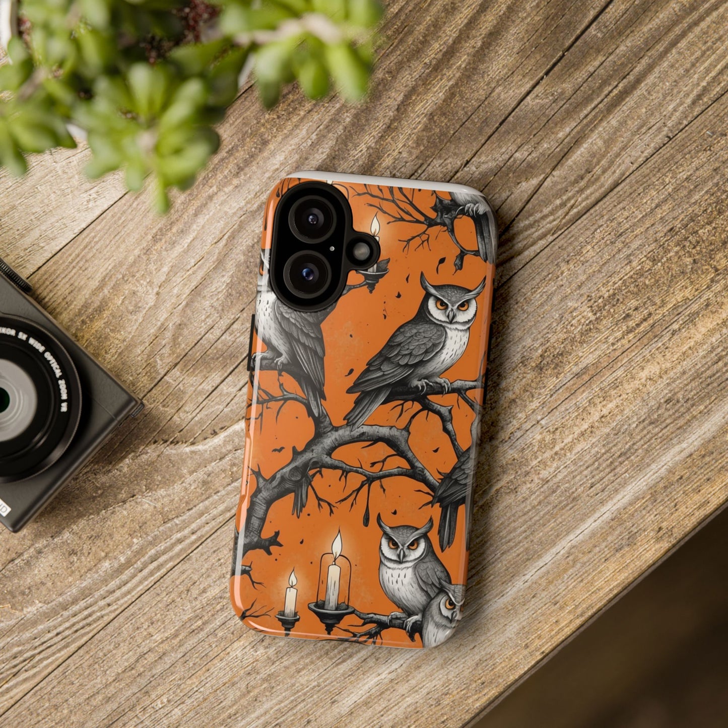 Owl-Themed Tough Phone Case, Halloween Decor, Unique Gift for Nature Lovers, Phone Accessories, Fall Vibes