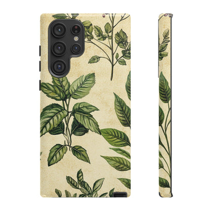 Botanical Leaves Tough Phone Case — Vintage Green Plant Print