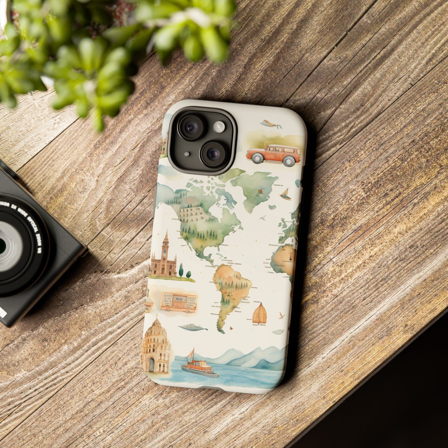 Hard Phone Case — Watercolor Fantasy Map Castle Design