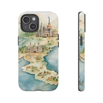 Hard Phone Case — Watercolor Fantasy Map Castle Design