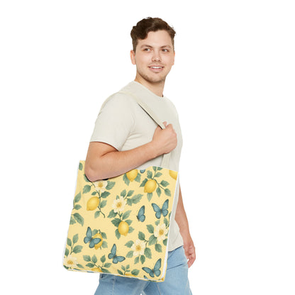 Sunny Lemon Blossom Tote Bag, Summer Vibes, Eco-Friendly Shopping Bag, Floral Market Tote, Perfect Gift for her/him