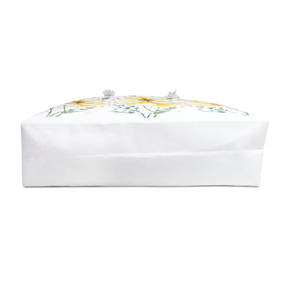 Floral Yellow Peony Weekender Bag — Large Watercolor Travel Tote