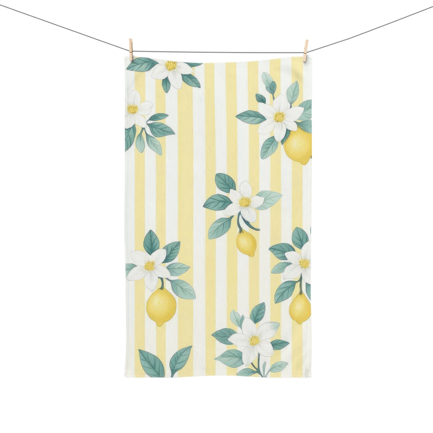 Bright Lemon Floral Hand Towel for Kitchen Décor, Ideal Gift for Hostess, Summer Vibe, Hand Towels for Bathroom