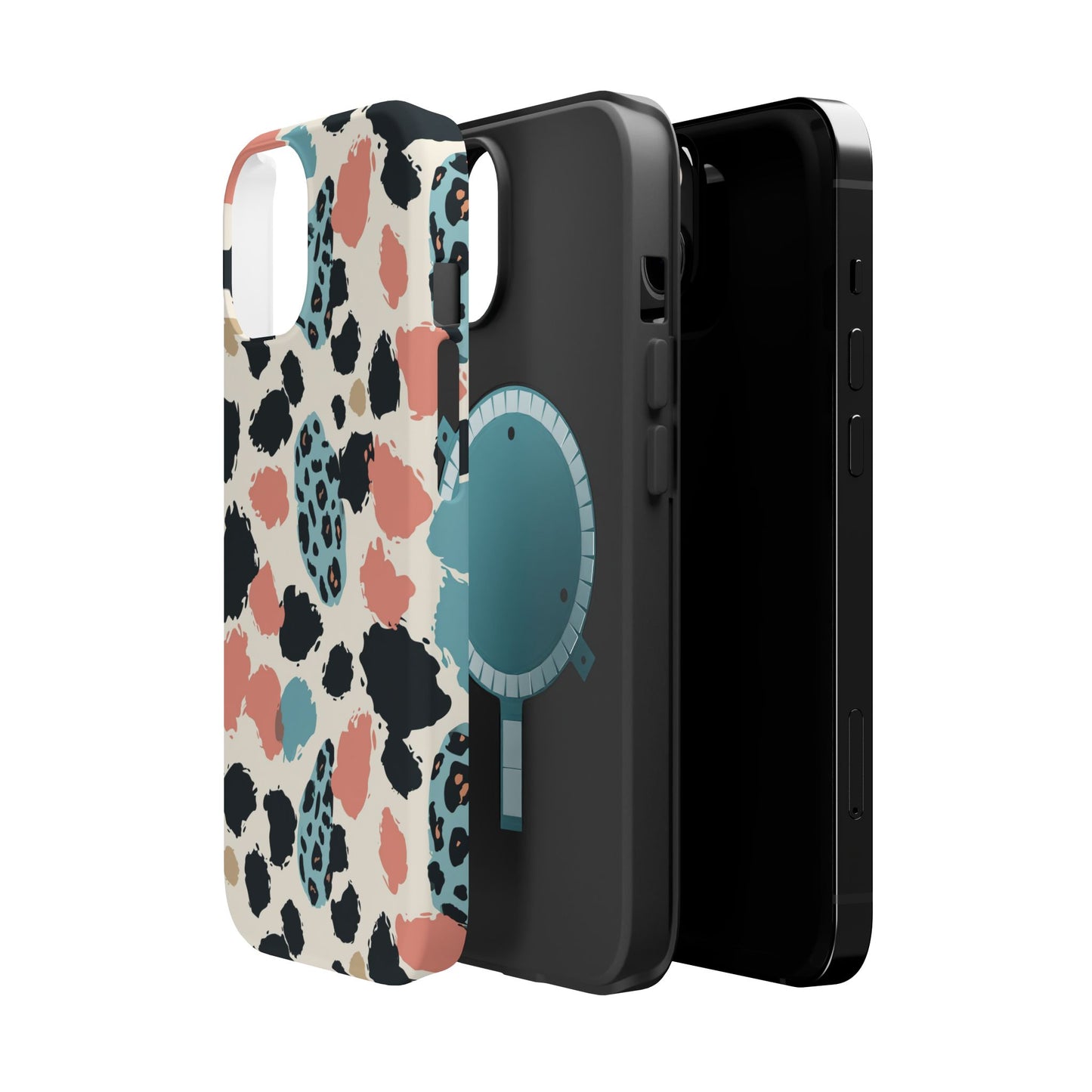 Leopard Splash Magnetic Impact Phone Case — Teal & Coral Animal Print