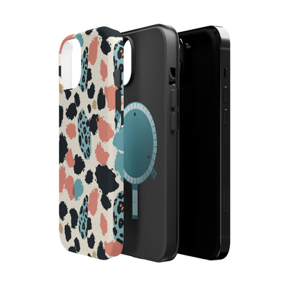 Leopard Splash Magnetic Impact Phone Case — Teal & Coral Animal Print