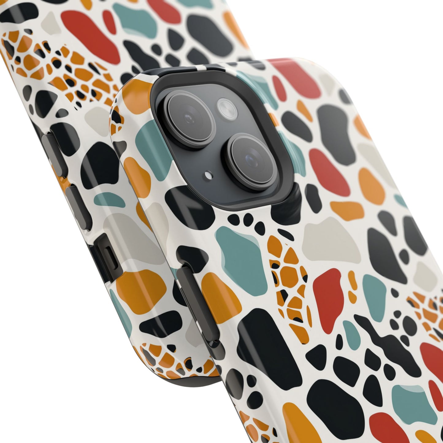 Terrazzo Pattern Magnetic Impact Phone Case — Colorful Retro Pebble Design