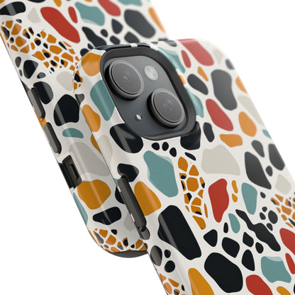 Terrazzo Pattern Magnetic Impact Phone Case — Colorful Retro Pebble Design