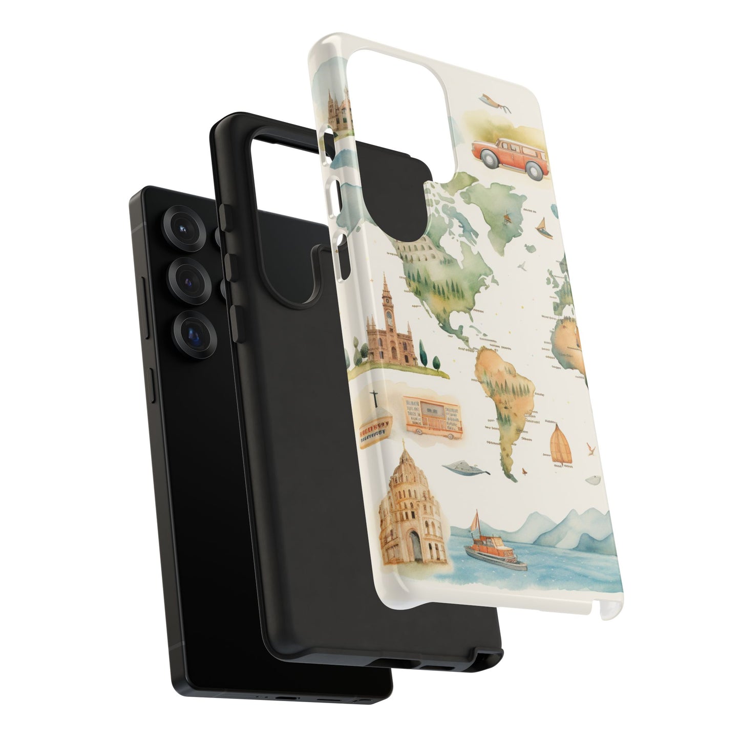 Hard Phone Case — Watercolor Fantasy Map Castle Design