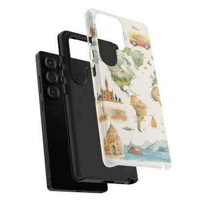 Hard Phone Case — Watercolor Fantasy Map Castle Design