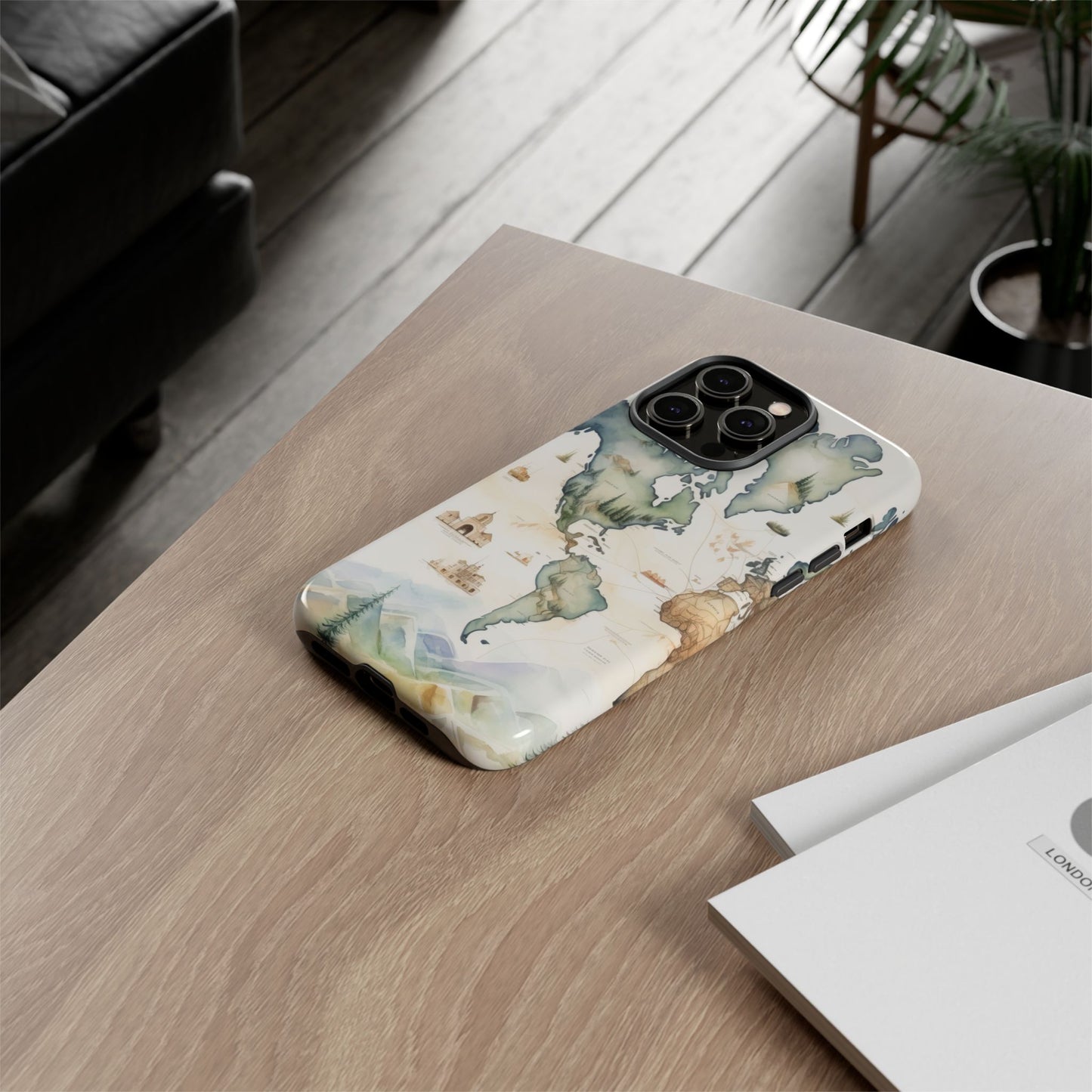 Hard Phone Case — Watercolor Fantasy Map Castle Design