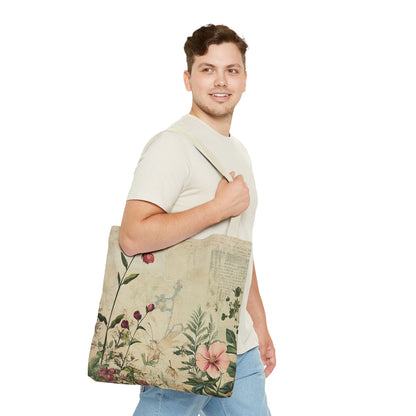 Vintage Floral Tote Bag — Botanical Garden Print AOP