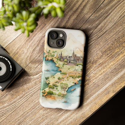Hard Phone Case — Watercolor Fantasy Map Castle Design