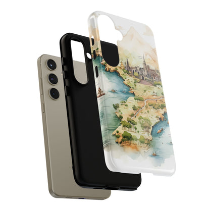 Hard Phone Case — Watercolor Fantasy Map Castle Design