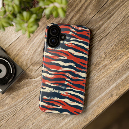 Patriotic Red White Blue Zebra Phone Case,Africa Pattern