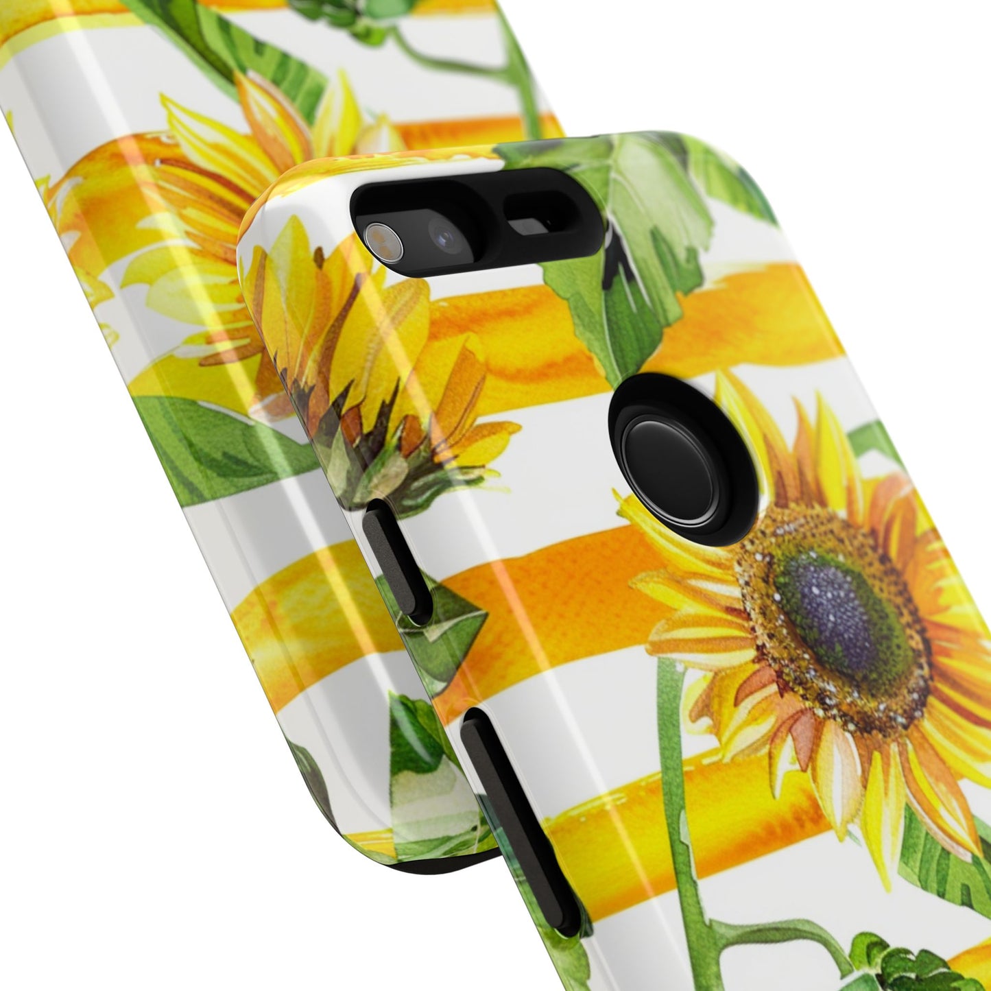 Sunflower Stripes Phone Case - Bright Floral Tough Case