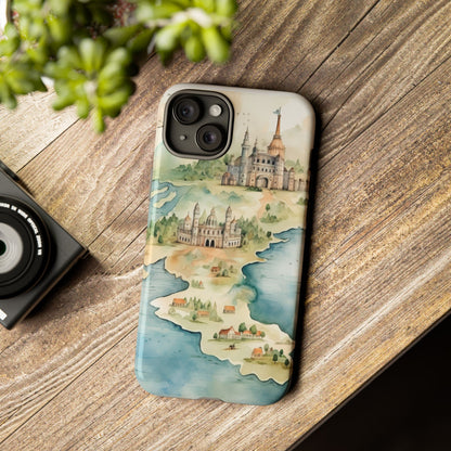 Hard Phone Case — Watercolor Fantasy Map Castle Design