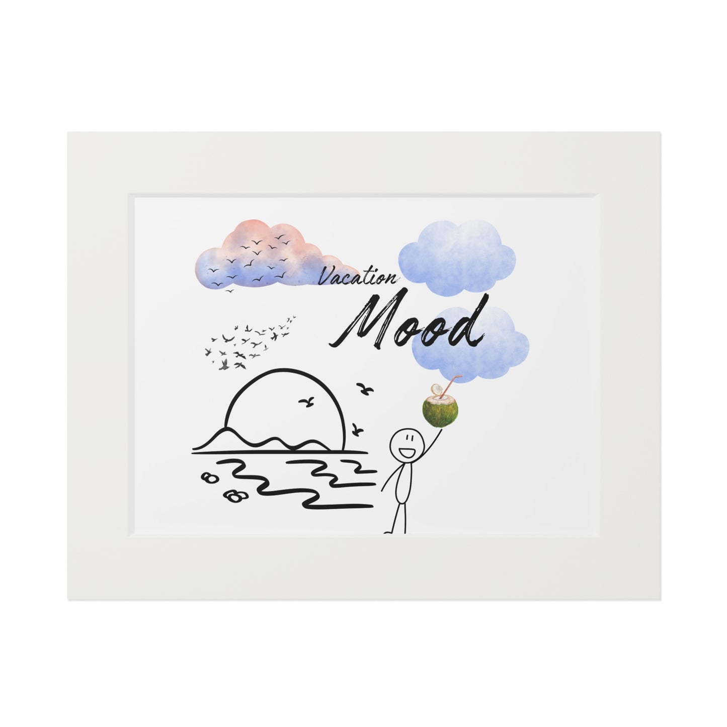 Vacation Mood Art Print | Framed Wall Decor | Relaxing Fine Art | Gift for Beach Lovers | Home Office Decoration | Summer Vibes