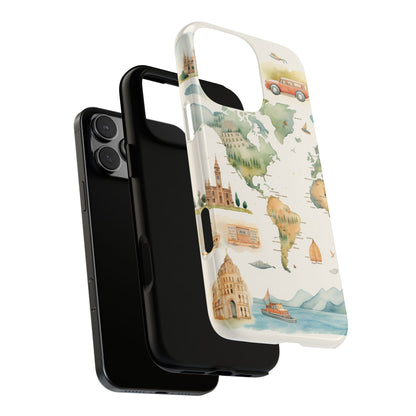 Hard Phone Case — Watercolor Fantasy Map Castle Design