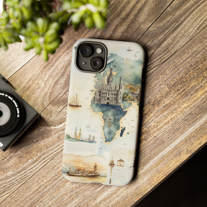 Hard Phone Case — Watercolor Fantasy Map Castle Design