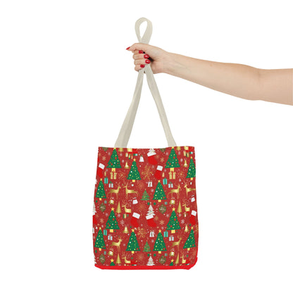 Festive Christmas Tote Bag - Holiday Shopping, Gift Bag, Reusable Tote for Merry Gatherings, Christmas Parties, Santa Lovers