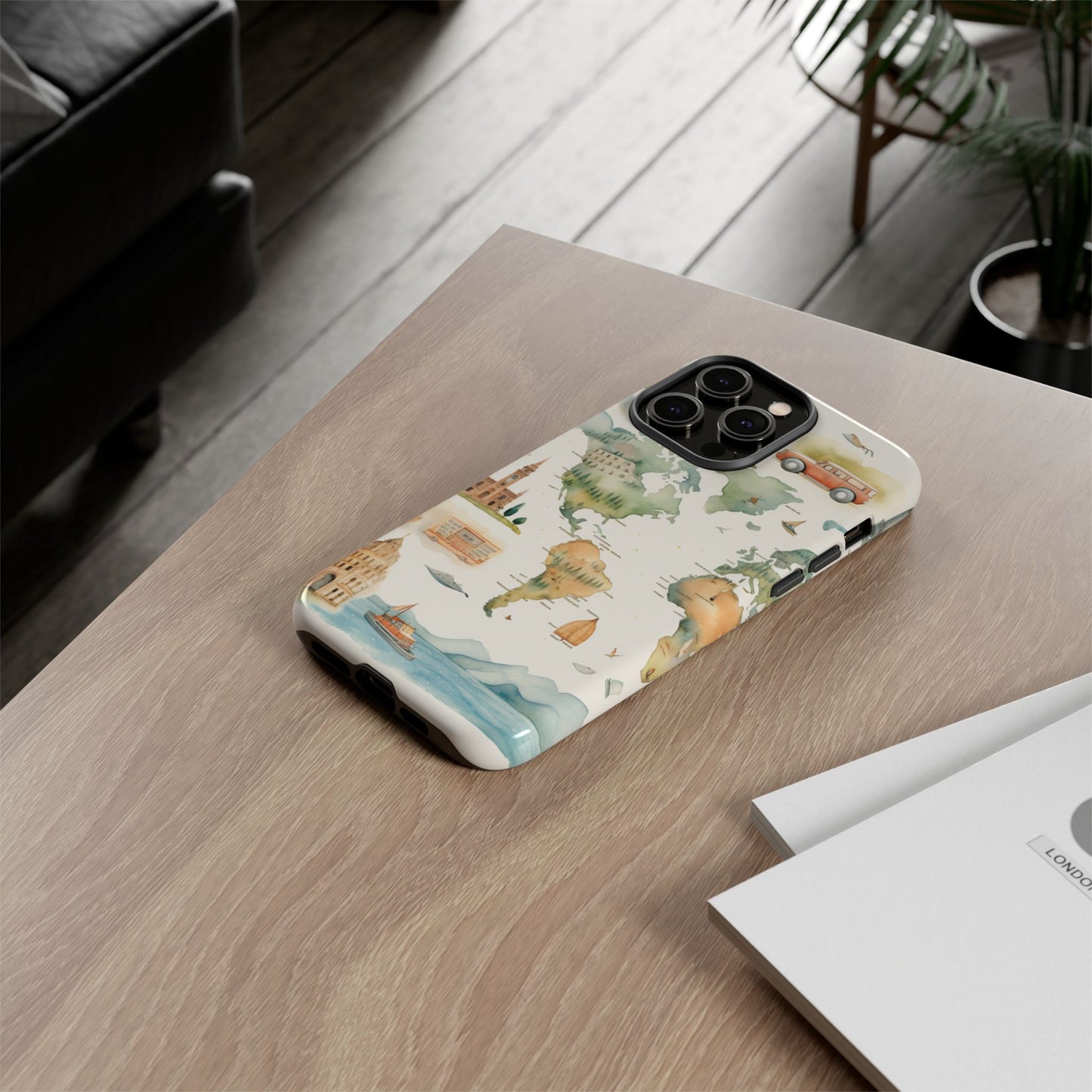Hard Phone Case — Watercolor Fantasy Map Castle Design