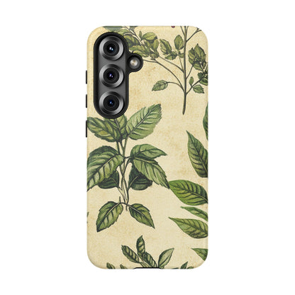 Botanical Leaves Tough Phone Case — Vintage Green Plant Print