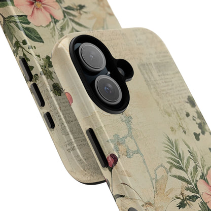 Floral Vintage Tough Case – Botanical Protective Phone Cover,Plants Lovers